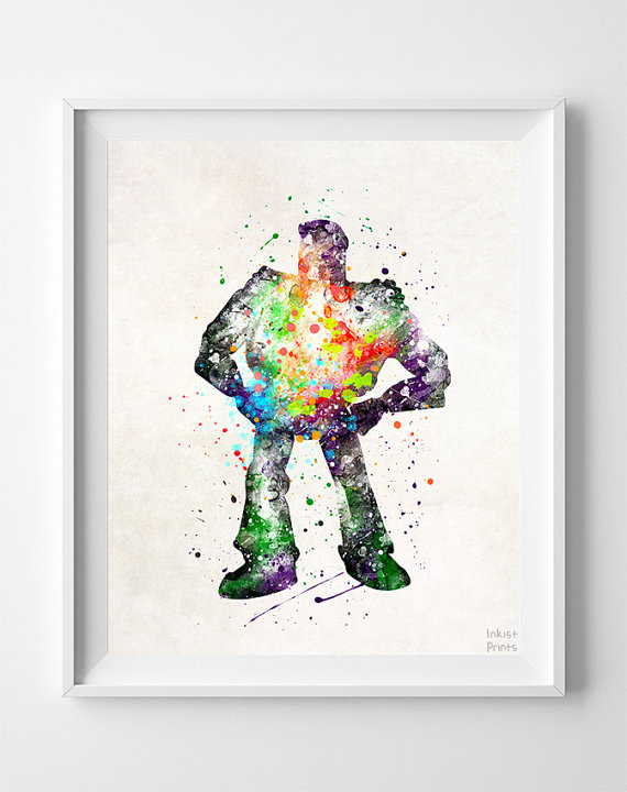 570x720 Buzz Lightyear Print, Toy Story, Disney, Type 2, Pixar, Watercolor - Baby Christmas Painting