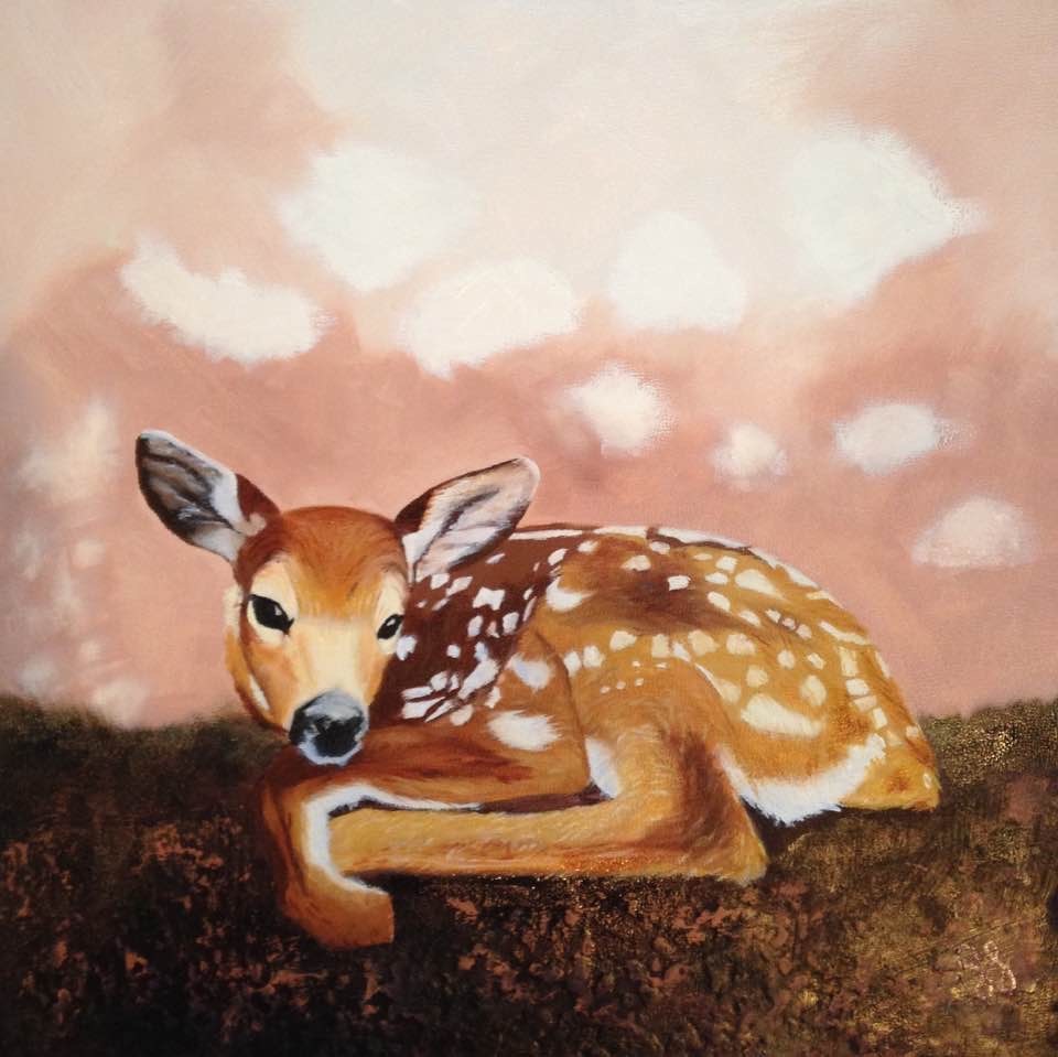 960x959 Deer Dreams Sonja Stebe - Baby Deer Painting