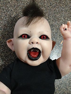 300x400 Ooak Goth Vampire Reborn Mohawk Berenguer Hand Painted Baby Doll - Baby Doll Painting