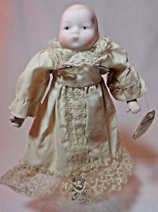 224x300 Vintage House Of Global Art Hand Painted Bisque Porcelain Baby - Baby Doll Painting