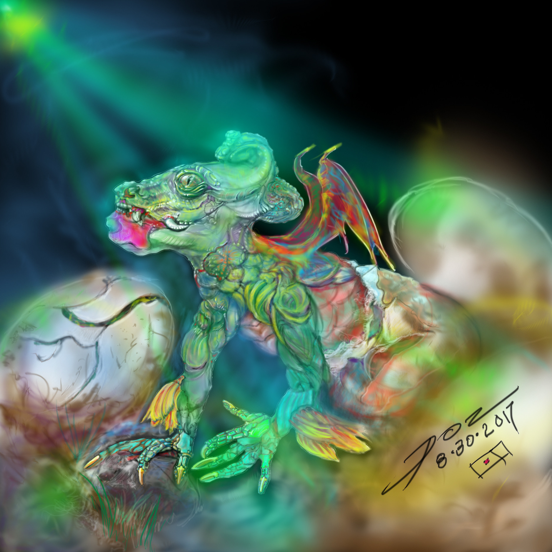 1875x1875 David Isaac Herman - Baby Dragon Painting