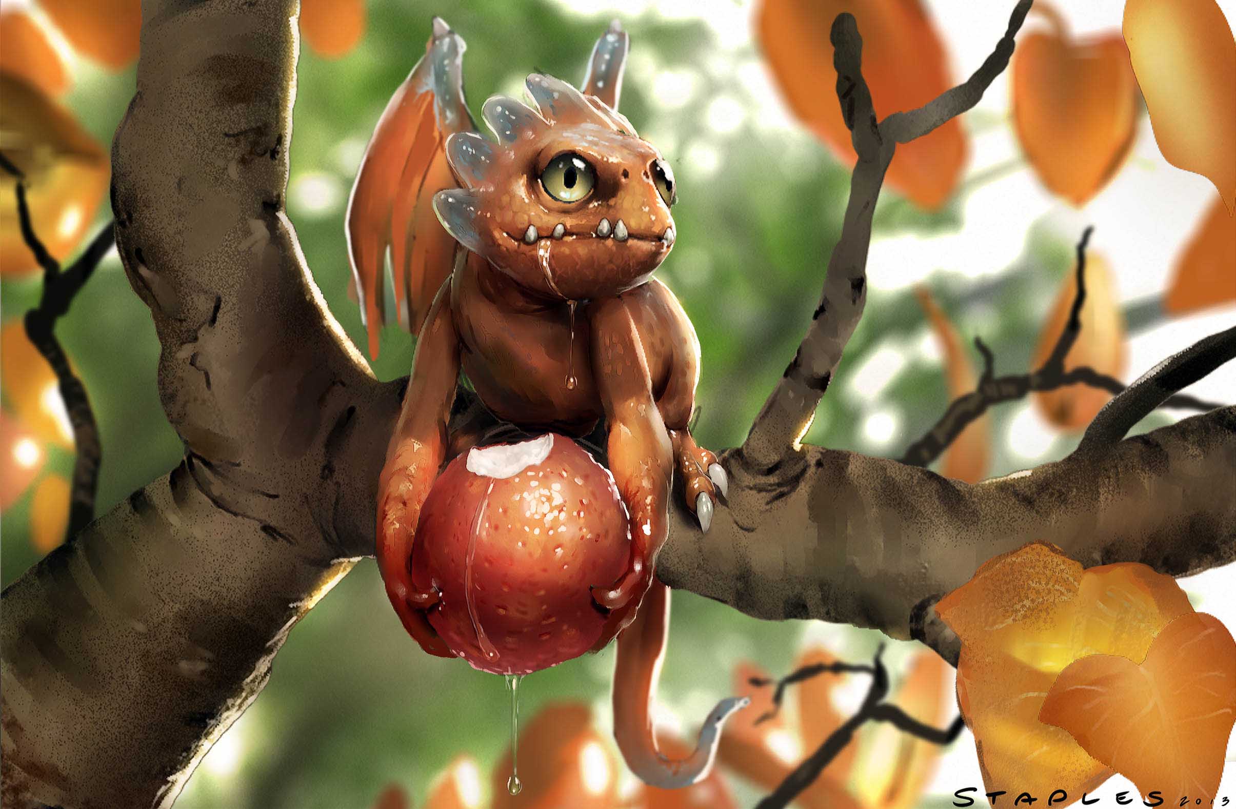 2410x1577 Fantasy Cute Baby Dragon Art Photoshop Painting Berry Fantasy - Baby Dragon Painting