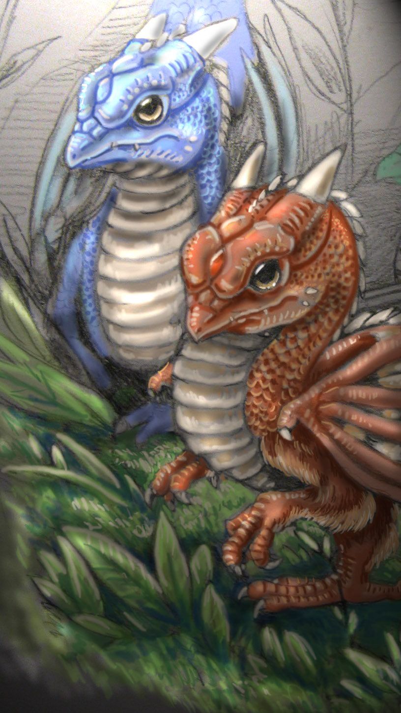 816x1452 A Peek - Baby Dragon Painting