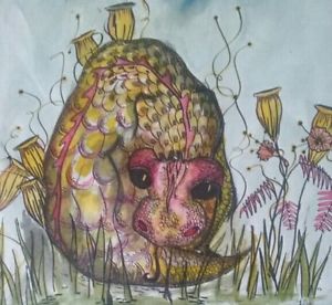 300x276 Original Ink Baby Dragon Painting Authentic 23cmx23cm On Paper Ebay - Baby Dragon Painting