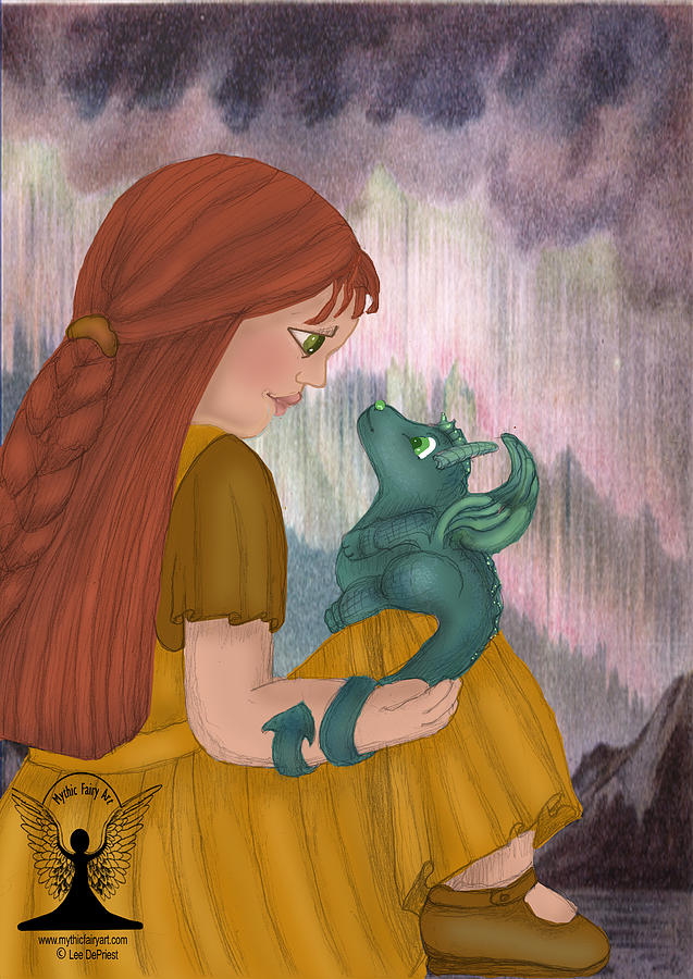 637x900 Baby Dragon Painting By Lee Depriest - Baby Dragon Painting