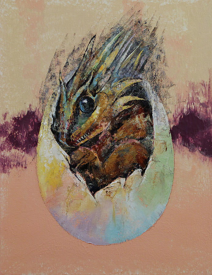 693x900 Baby Dragon Painting By Michael Creese - Baby Dragon Painting