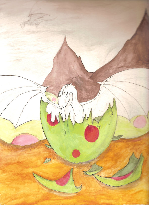 600x825 Baby Dragon Painting By Captan Creon - Baby Dragon Painting