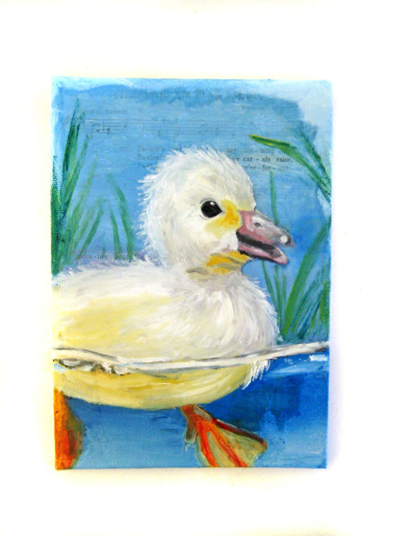 570x760 Baby Duck Painting Charity Donation Original Painting - Baby Duck Painting