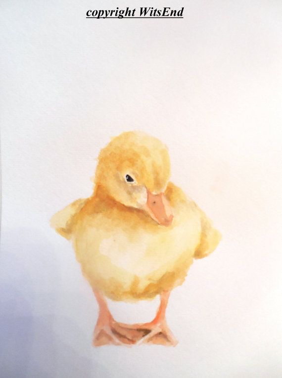 570x764 Baby Duck Painting Original Duckling Watercolor Nursery Farm - Baby Duck Painting