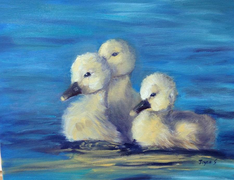 900x693 Baby Ducks Painting By Joyce Spencer - Baby Duck Painting