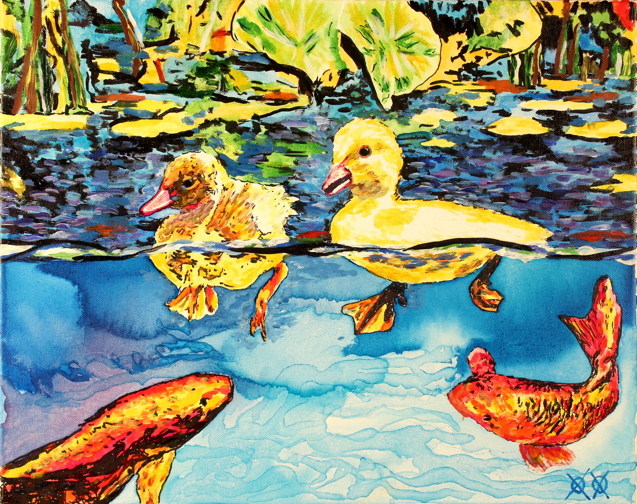 2048x1621 Duck Pond Bramblitt - Baby Duck Painting