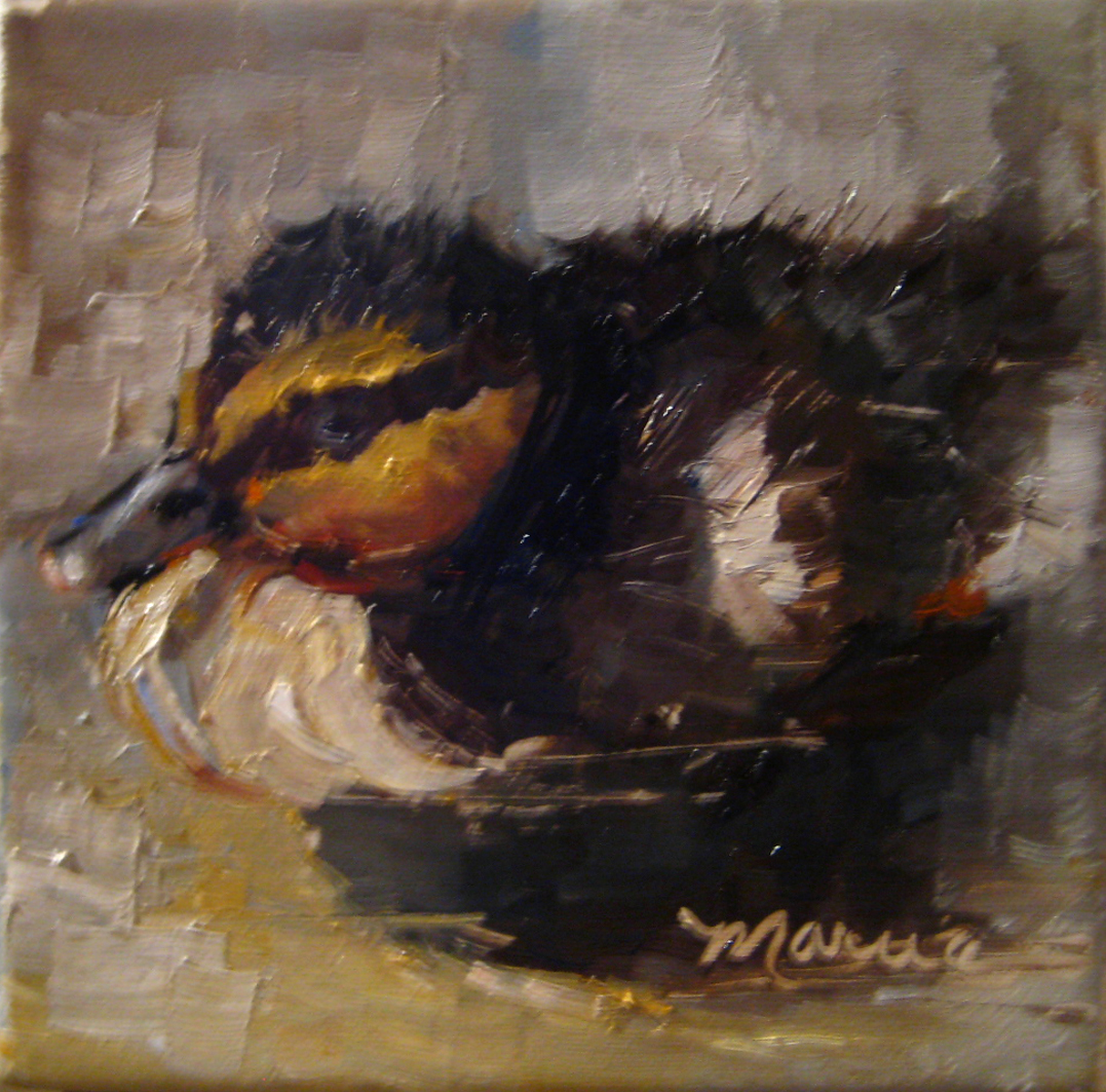 1077x1063 Painting By The Lake Hello Spring - Baby Duck Painting