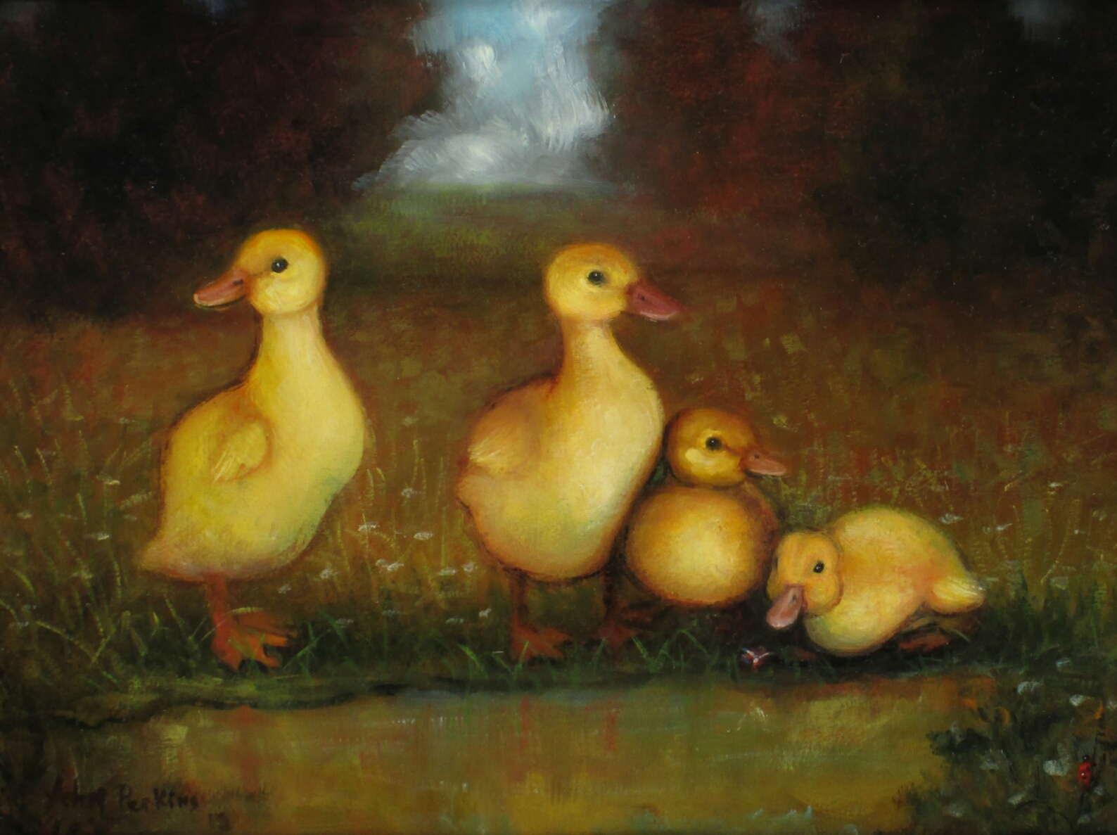 1588x1187 Four Baby Ducks Arlen Perkins Withey - Baby Duck Painting