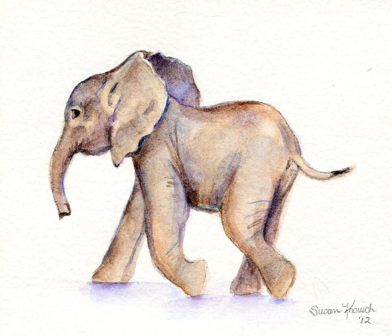 1500x1286 Baby Elephant Watercolor Original Elephant Watercolor, Baby - Baby Elephant Painting