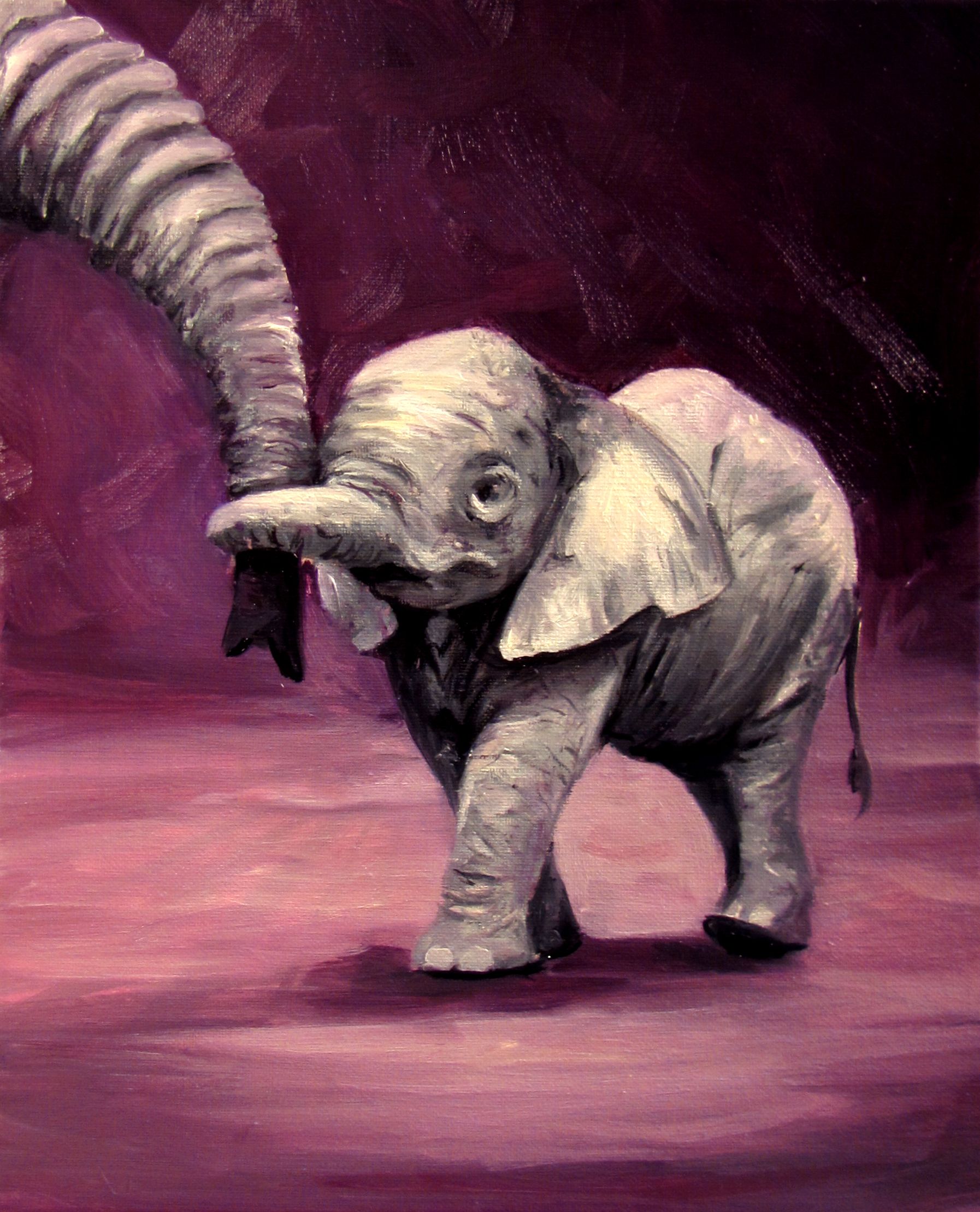 1794x2220 Baby Elephant Oil Painting On Canvas By Christie Snelson. Others - Baby Elephant Painting