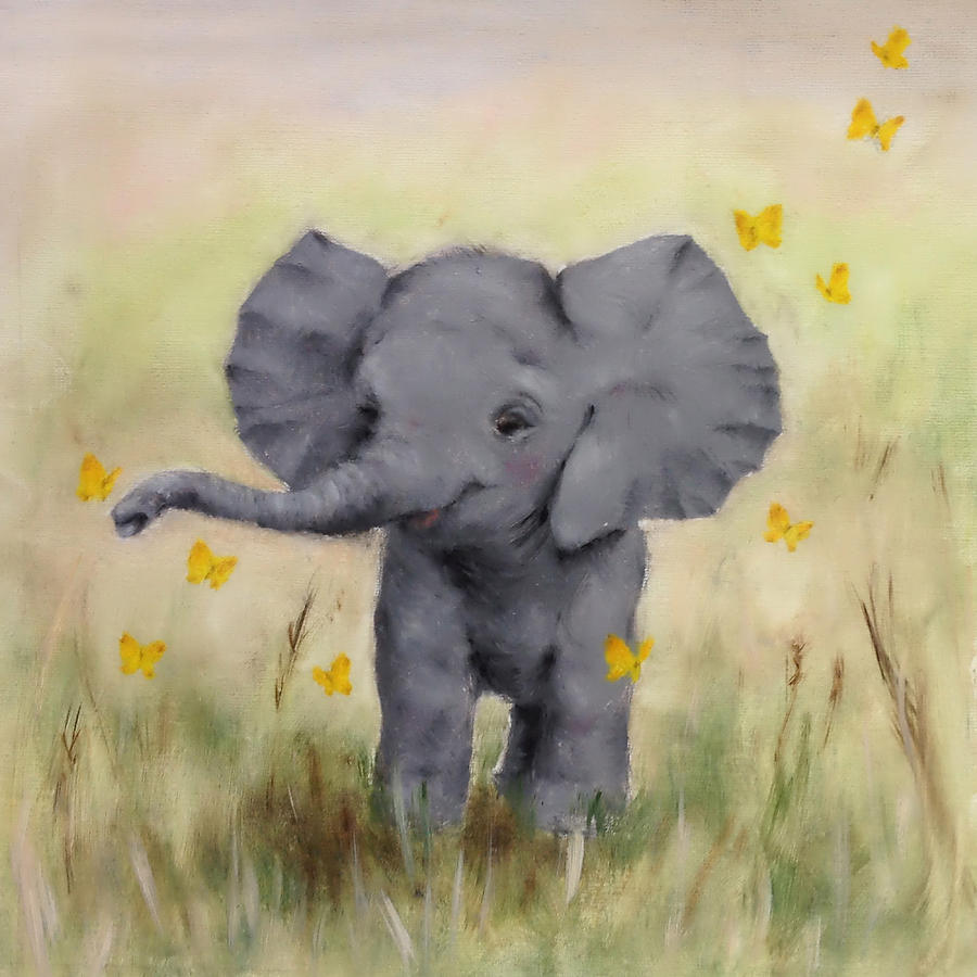 900x900 Baby Elephant Painting - Baby Elephant Painting
