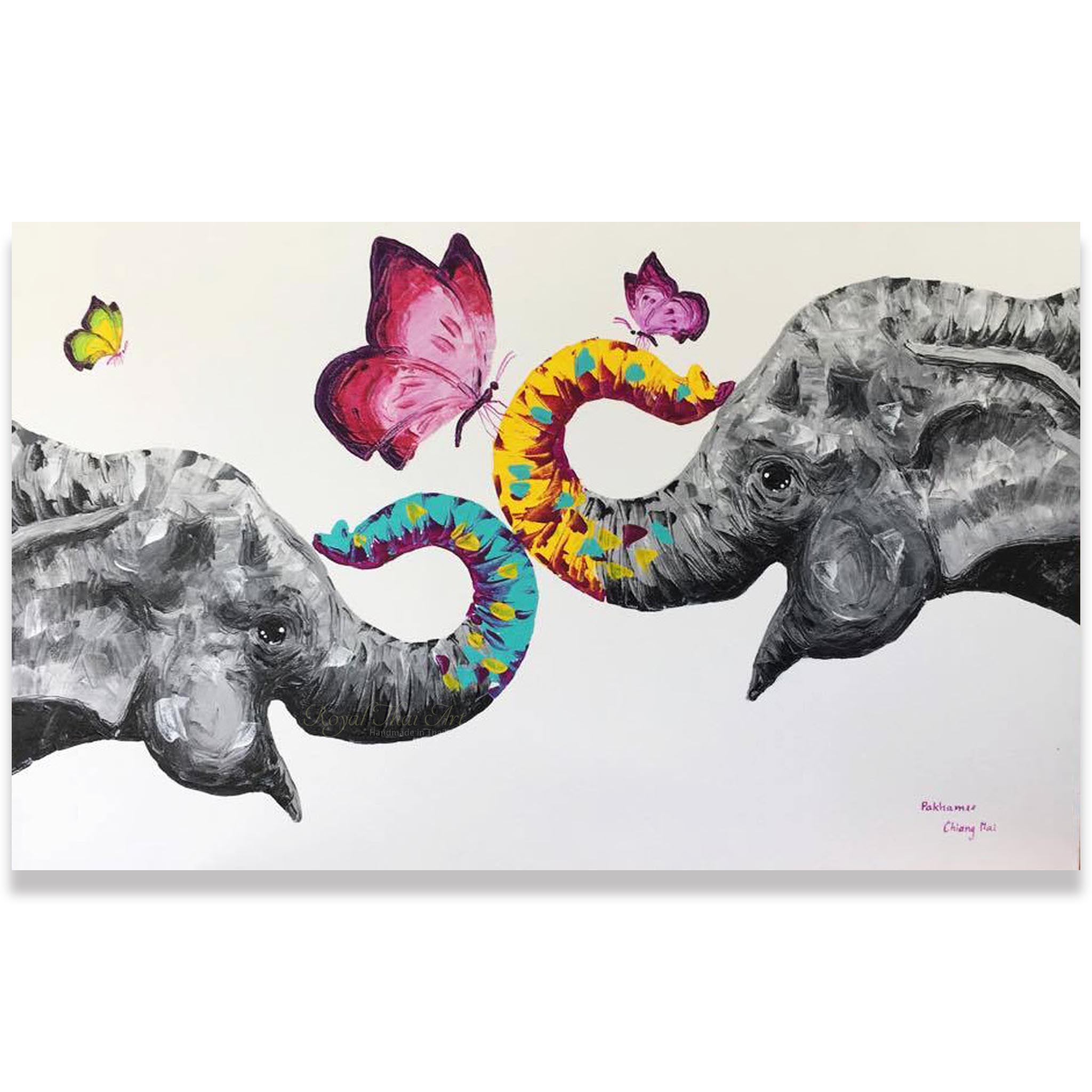 2048x2048 Elephant Oil Painting I Affordable Luxury Artwork By Royal Thai - Baby Elephant Painting