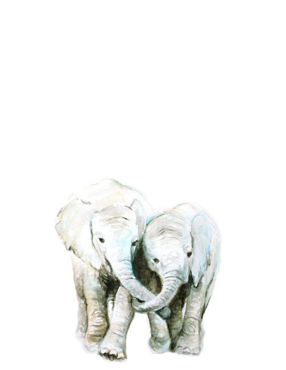 570x738 Elephants No 1 Art Print - Baby Elephant Painting
