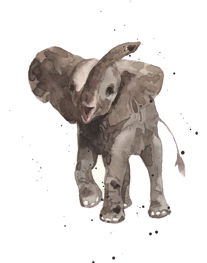 711x900 The Greeter Elephant Painting By Alison Fennell - Baby Elephant Painting