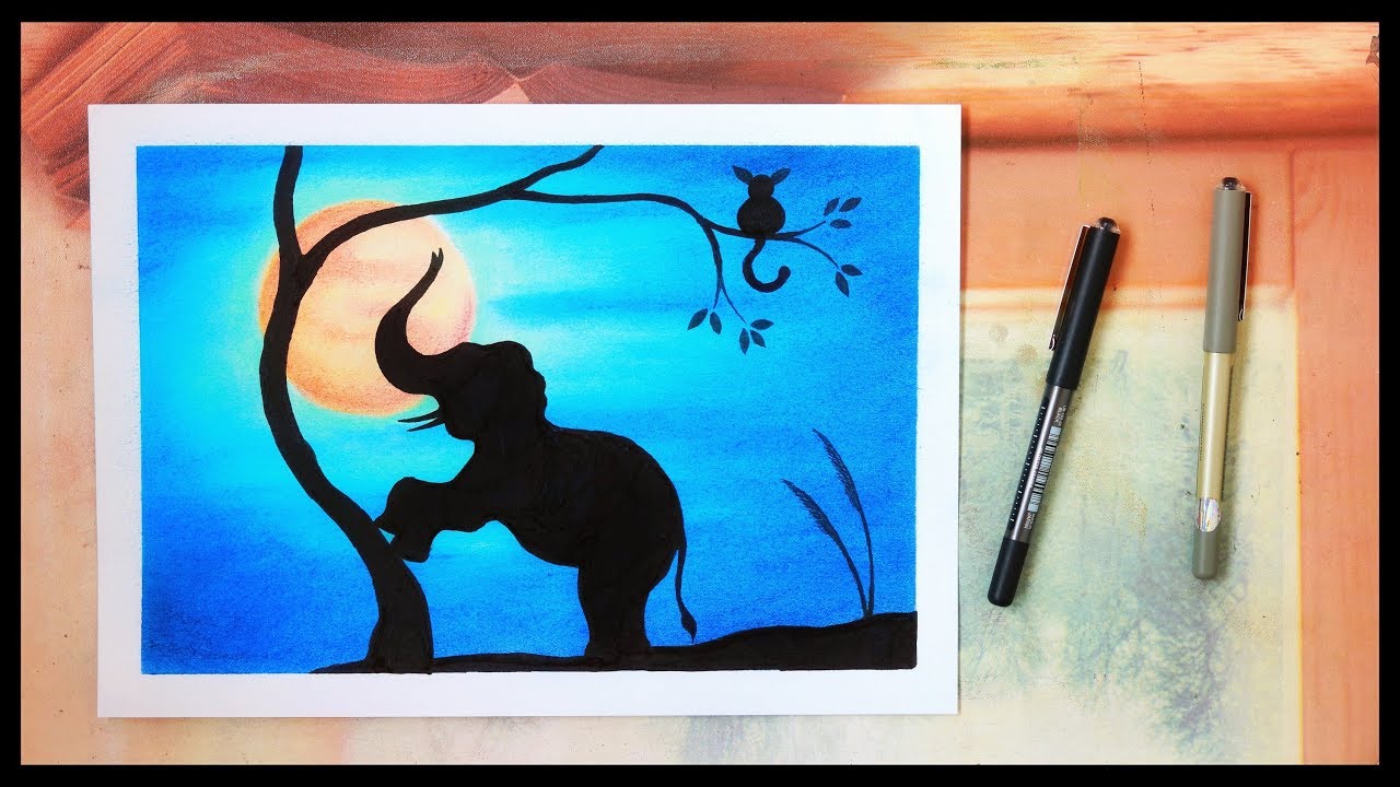 1280x720 Soft Pastels Painting Of Baby Elephant For Beginners Samsul Alam - Baby Elephant Painting