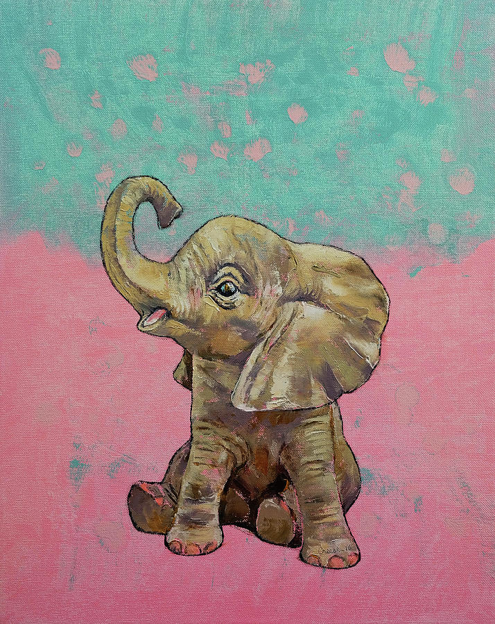 714x900 Baby Elephant Painting By Michael Creese - Baby Elephant Painting