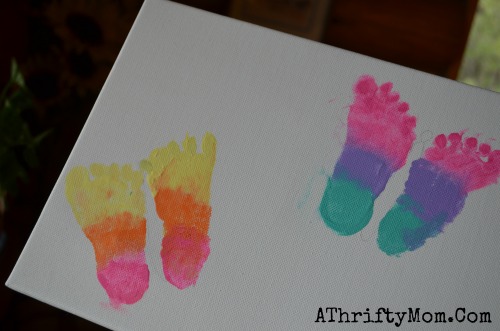 500x331 Butterfly Feet Print Art Canvas ~ Mothers Day, Baby Announcement - Baby Feet Painting