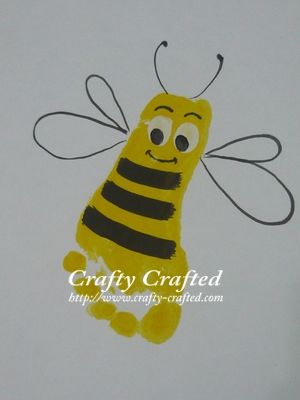 300x400 Craft} Kids Handprint Painting Footprints, Bees - Baby Feet Painting