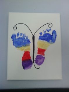 236x314 Baby Feet Butterfly!! Paint Feet With Craft Paint, Stamp On Canvas - Baby Feet Painting