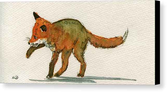 642x355 Baby Red Fox Playing Canvas Print Canvas Art By Juan Bosco - Baby Fox Painting