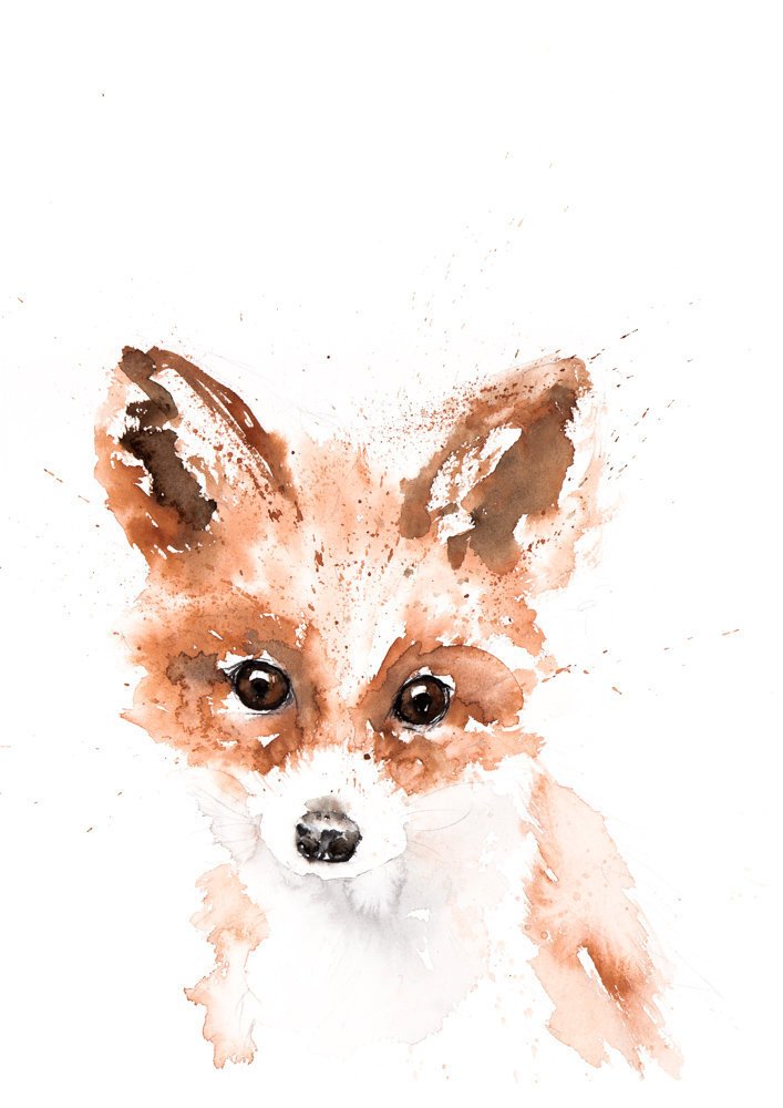 707x1000 Mini Fox Painting - Baby Fox Painting