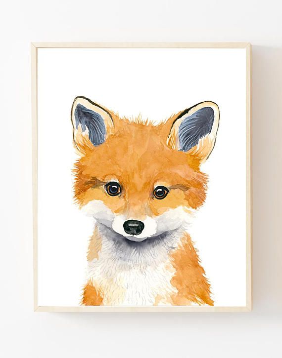 570x725 Watercolor Fox Cub, Animal Paintings, Fox, Baby Fox,woodland - Baby Fox Painting