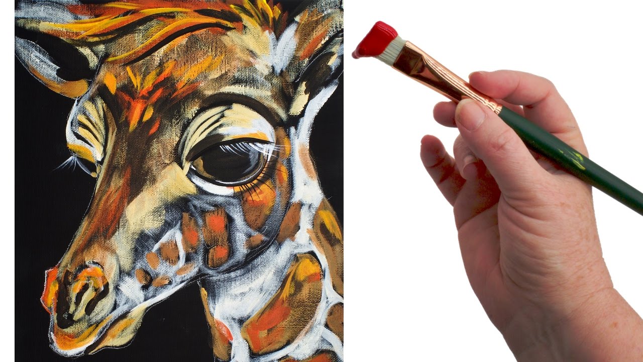 1280x720 Cute Baby Giraffe Acrylic Painting On Canvas For Beginners - Baby Giraffe Painting