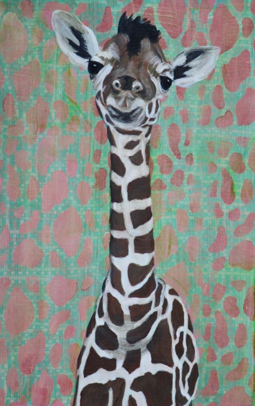 503x800 Day 2 Baby Giraffe Painting Art By Lorelle Carr - Baby Giraffe Painting