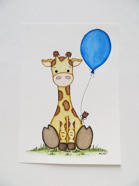 570x760 Nursery Art Watercolor Painting Baby Giraffe By Waterblooms - Baby Giraffe Painting