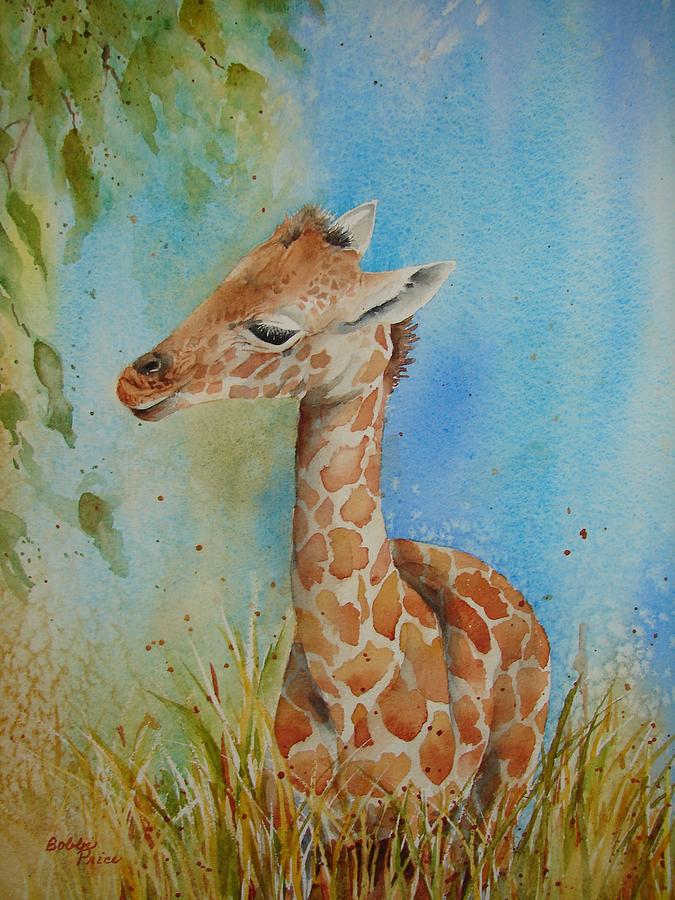 675x900 Baby Giraffe Painting By Bobbi Price - Baby Giraffe Painting