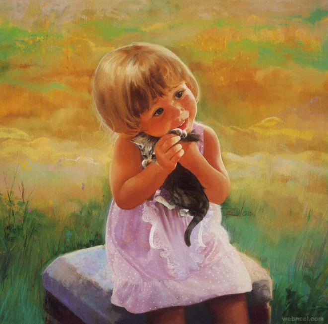 660x651 20 Beautiful Baby Oil Paintings For Your Inspiration - Baby Girl Painting