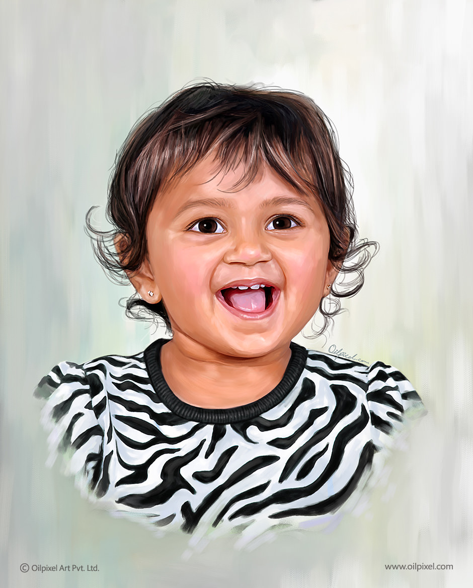 940x1168 Child Portrait Painting Baby Girl Digital Portrait Painting - Baby Girl Painting