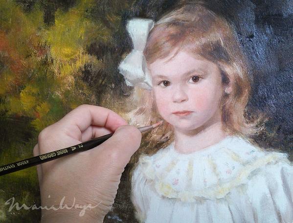 599x456 Custom Portrait Oil Painting 18x24 Two People Or Pets (45.72x60 - Baby Girl Painting
