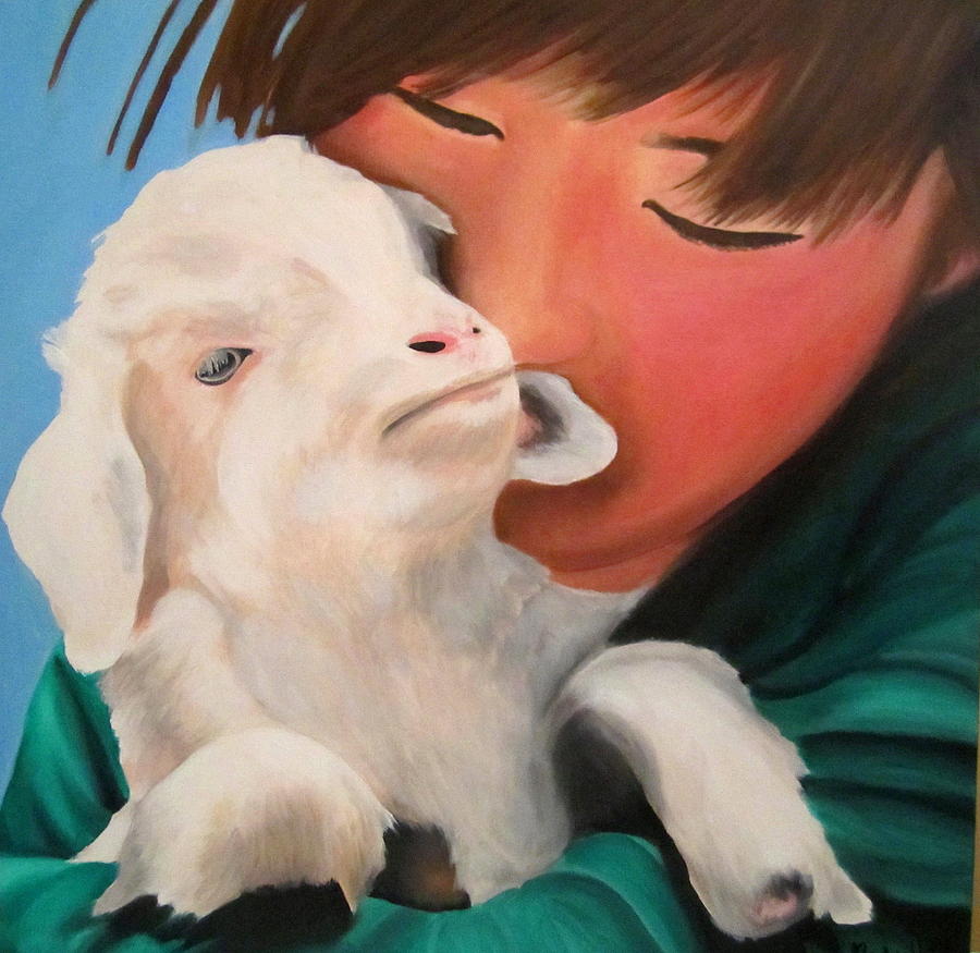 900x875 Baby Goat Painting By Kristin Wetzel - Baby Goat Painting