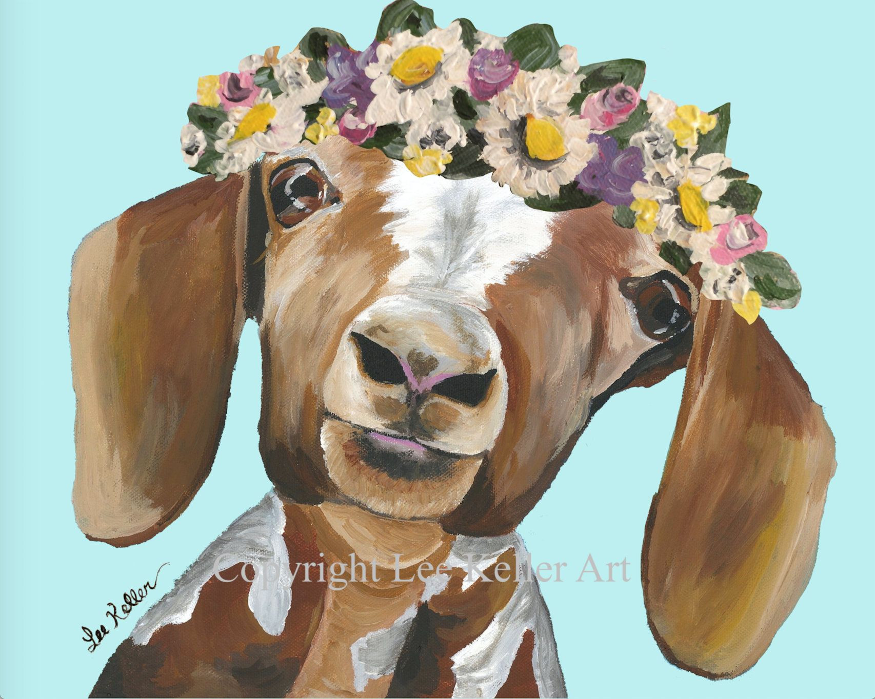 1706x1364 Goat Painting On Canvas Beautiful Goat Art Farmhouse Animal Art - Baby Goat Painting