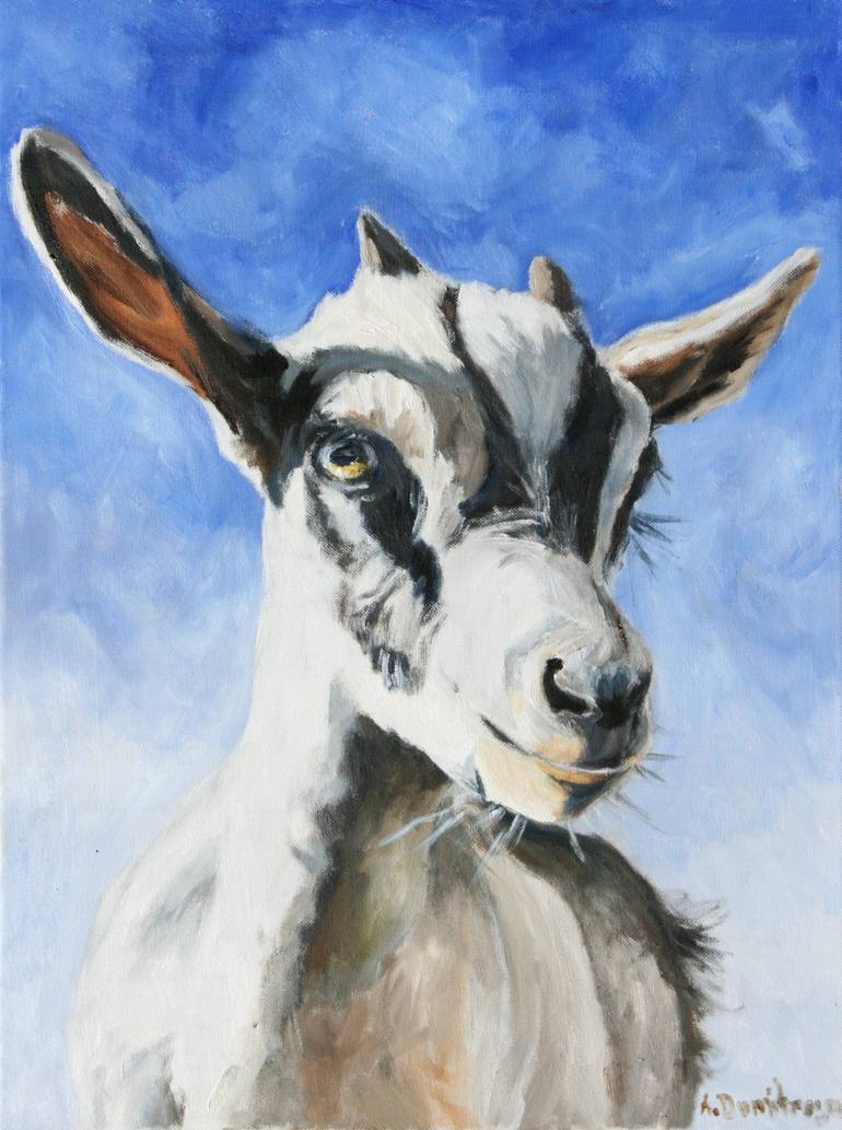 770x1033 Saatchi Art Baby Goat Painting By Avram Dumitrescu - Baby Goat Painting