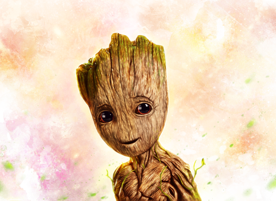 900x655 Baby Groot By P1xer - Baby Groot Painting
