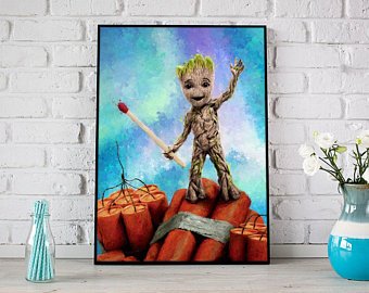 340x270 Groot Painting Etsy - Baby Groot Painting