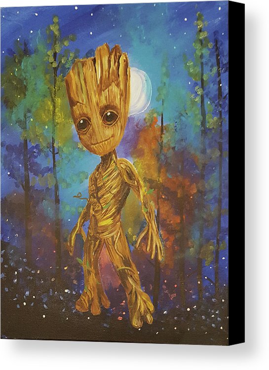 545x750 Into The Eyes Of Baby Groot Canvas Print Canvas Art By Nicole - Baby Groot Painting