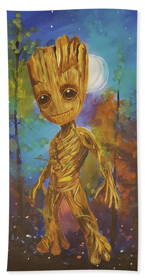 500x967 Into The Eyes Of Baby Groot Hand Towel For Sale By Nicole Burnett - Baby Groot Painting