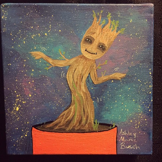 570x570 Items Similar To Baby Groot Painting On Etsy - Baby Groot Painting
