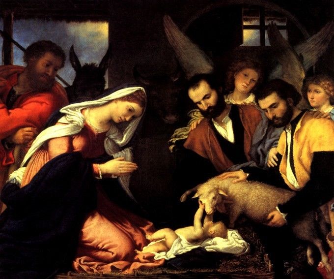 680x567 Adoration Of The Shepherds Baby Jesus Mary Joseph Manger Painting - Baby Jesus In A Manger Painting