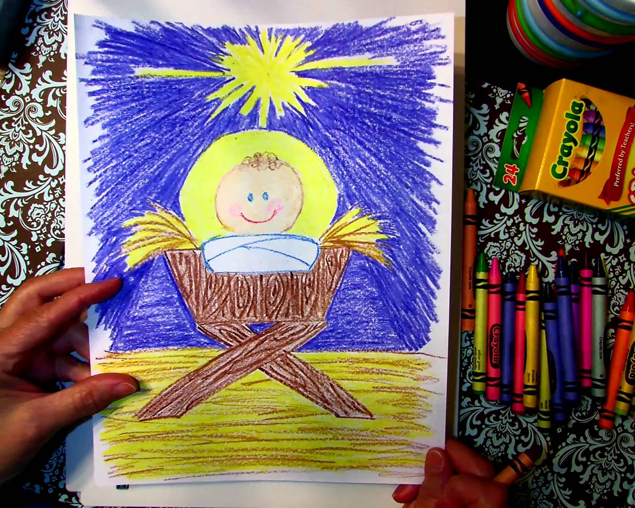 1280x1024 Drawing Baby Jesus In A Manger With Gammy - Baby Jesus In A Manger Painting
