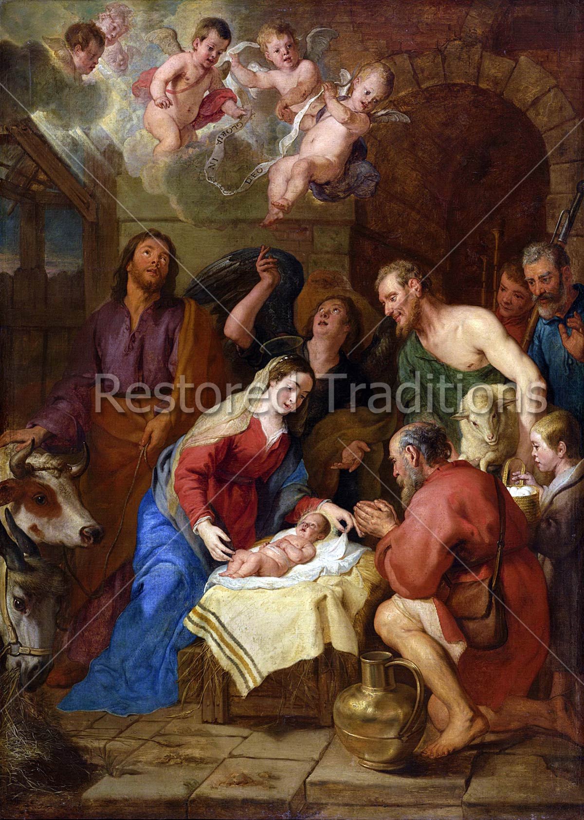 1200x1683 Image File Adoration Of The Shepherds, Artist Crayer Christmas Art - Baby Jesus In Manger Painting