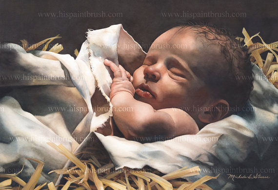 570x390 Immanuel Fine Art Print Open Edition Christian Painting - Baby Jesus Painting